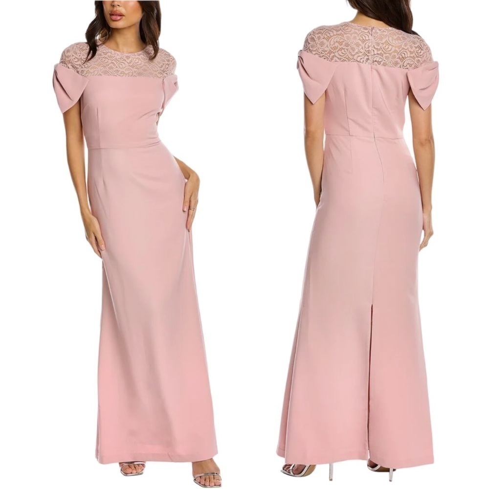 NWT JS Collections Annalise Bow Mermaid Gown Pink Size 6